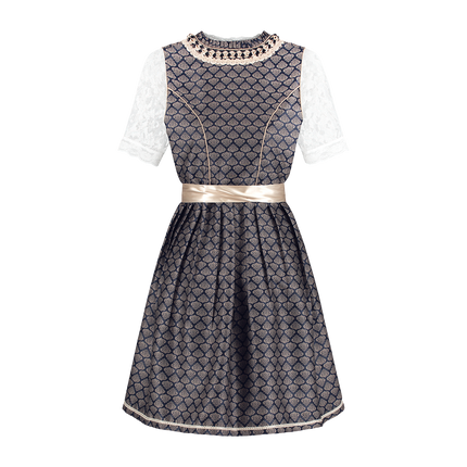 Blau Weiß Creme Dirndl Kleid Oktoberfest Frauen 2 Stück