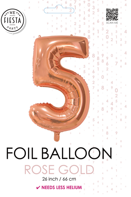 Folienballon Figur 5 Rose Gold 66cm