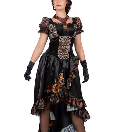 Steampunk Kleid Schwarz Damen