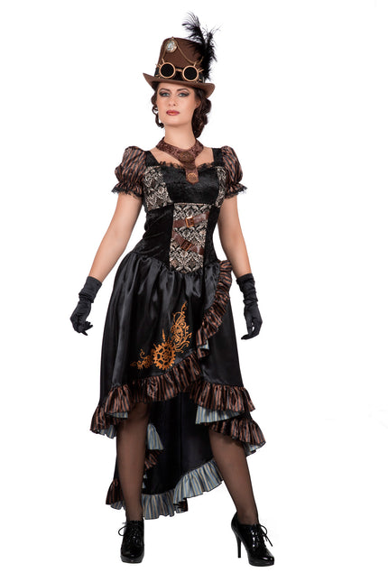 Steampunk Kleid Schwarz Damen