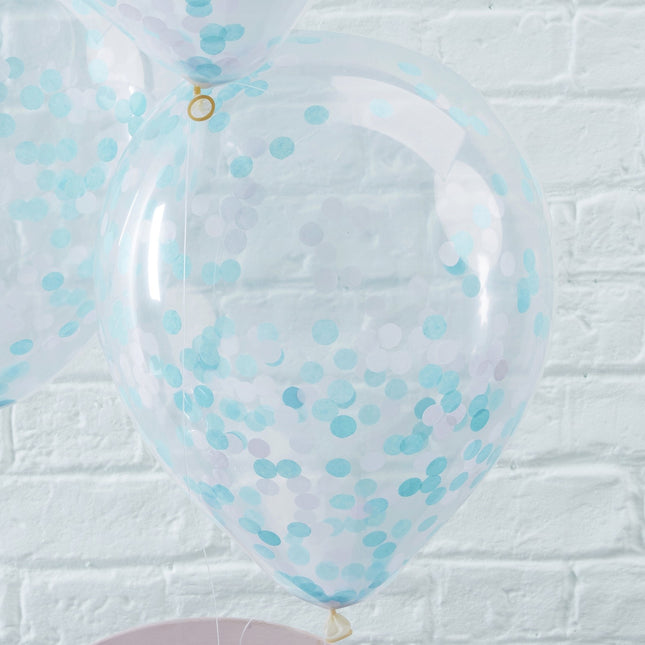 Blaue Konfetti Ballons 30cm 5Stück