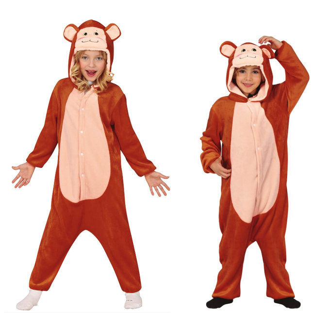 Monkey Onesie Kind Braun 5-6 Jahre | 110-115cm