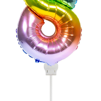 Folienballon Figur 8 Regenbogen 36cm mit Stick