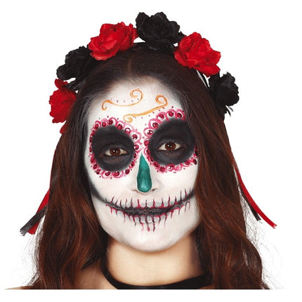 Halloween Haarband Blumen Rot Schwarz