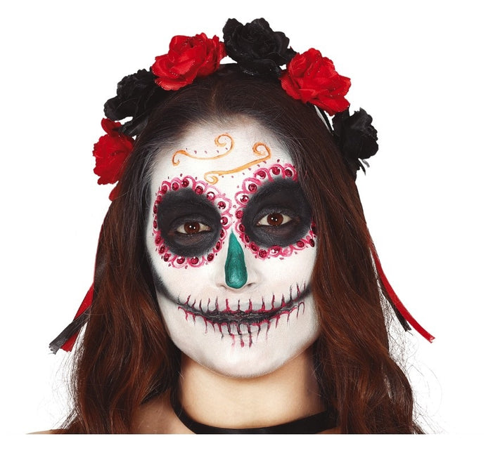 Halloween Haarband Blumen Rot Schwarz