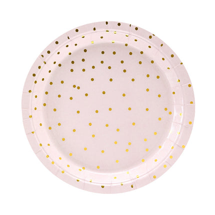 Rosa Teller Gold Dots 18cm 6Stück