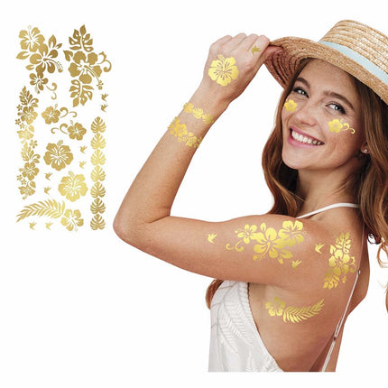 Gold Fake Tattoos Blumen