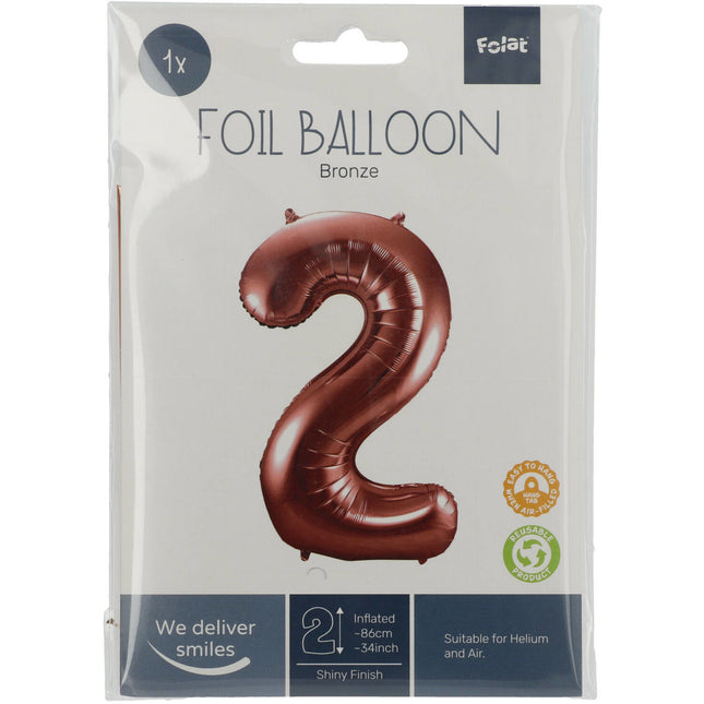 Folienballon Figur 2 Bronze XL 86cm leer