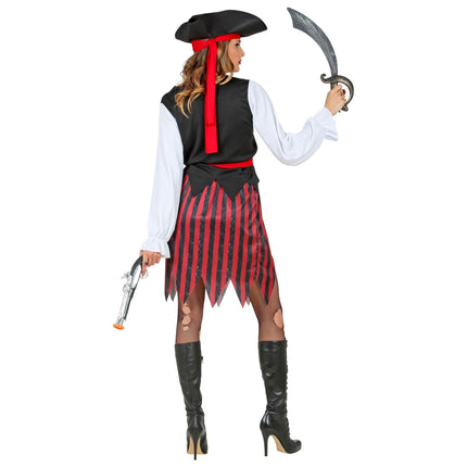 Piratenkleid Rot Weiß Schwarz Damen