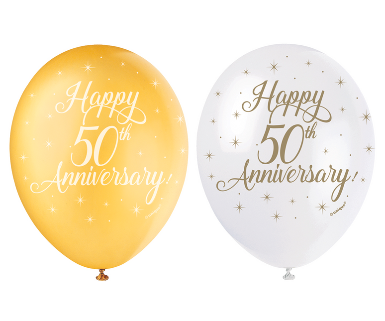 Ballons Happy 50th Anniversary 30cm 5pcs