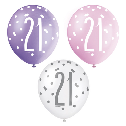 Ballons 21 Jahre Dots 30cm 6Stk