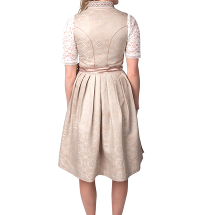 Rosa Weiß Creme Dirndl Kleid Oktoberfest Frauen Jaquard