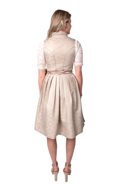 Rosa Weiß Creme Dirndl Kleid Oktoberfest Frauen Jaquard