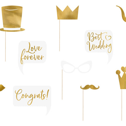 Photobooth Hochzeit Gold 10pcs