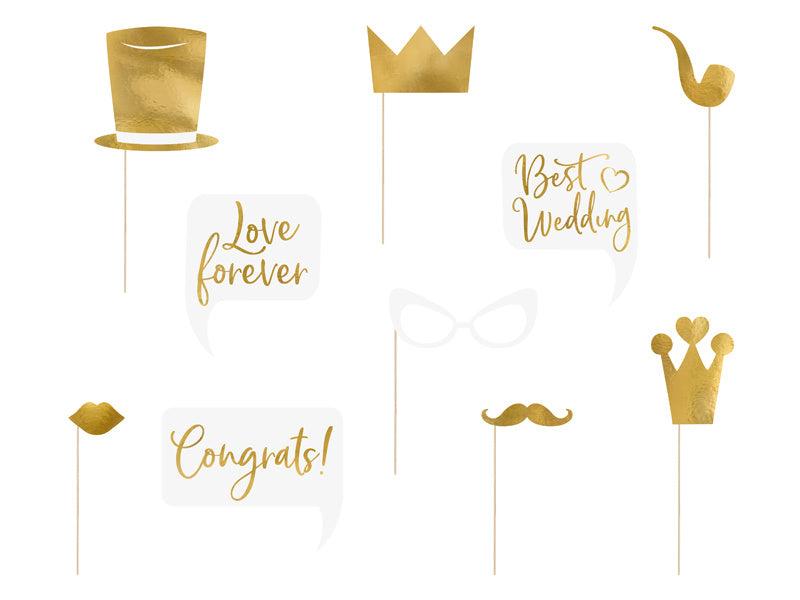 Photobooth Hochzeit Gold 10pcs