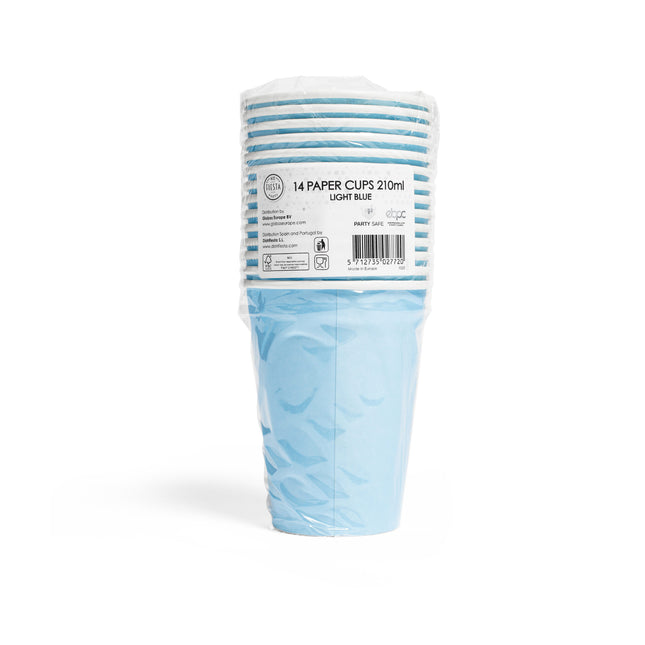 Hellblaue Becher Papier 210ml 14Stk