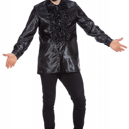 Disco Bluse Rüschen Schwarz