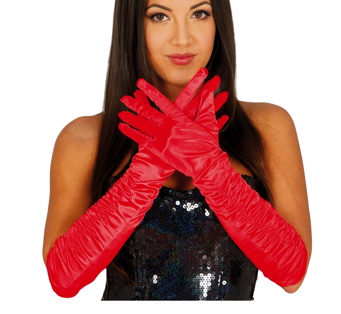 Halloween Handschuhe Samt Rot 45cm