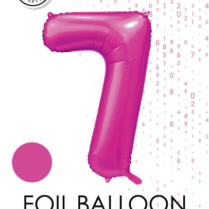 Fuchsia Nummer Ballon 7 Jahre Glanz 86cm