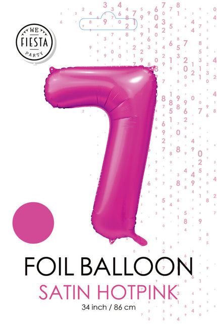 Fuchsia Nummer Ballon 7 Jahre Glanz 86cm