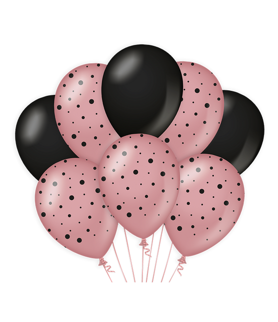 Rose Gold Schwarz Ballons 30cm 6Stk