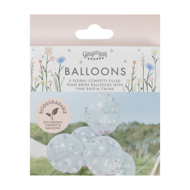 Konfetti Ballons Team Braut Blumen 30cm 5Stk