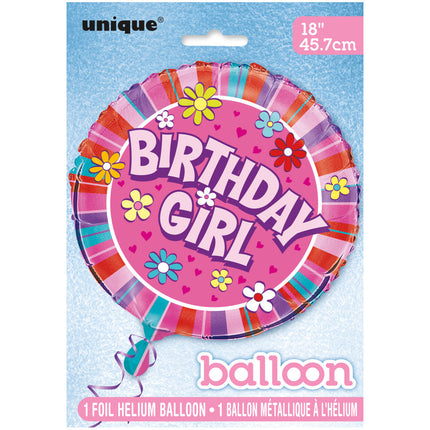 Helium Ballon Geburtstag Mädchen Blumen 45cm leer