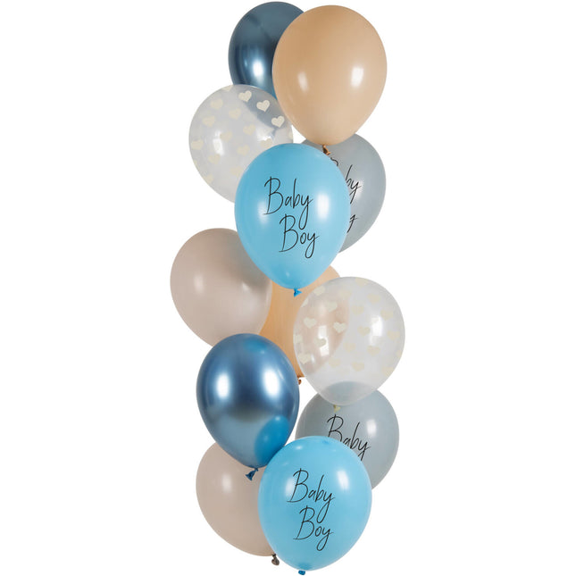 Blaue Ballons Geburt Junge 33cm 12Stk