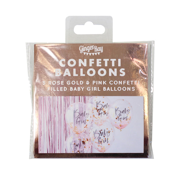 Rosa Konfetti Ballons Baby Girl 30cm 5Stk