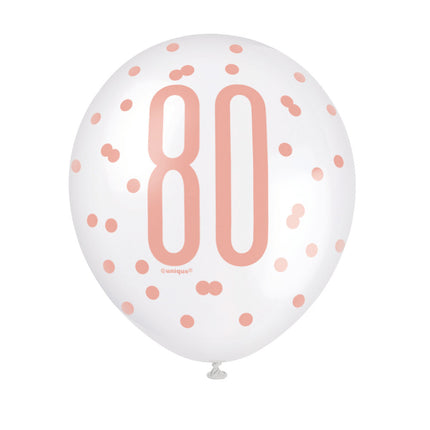 Ballons 80 Jahre Rose Gold 30cm 6Stück