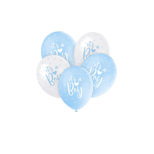 Geburtsballons It's A Boy Blau 30cm 5 Stk.