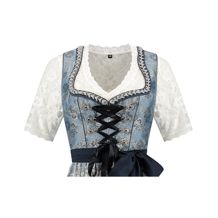 Blau Silber Dirndl Kleid Oktoberfest Damen 2 Stück