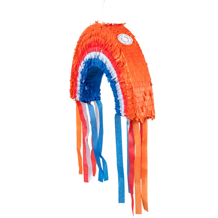 Regenbogen Pinata Orange Rot Weiß Blau 45cm