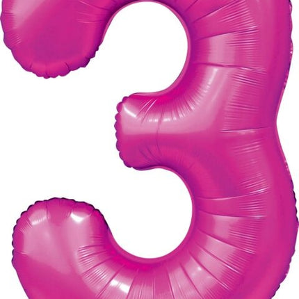 Fuchsia Figur Ballon 3 Jahre Glanz 86cm