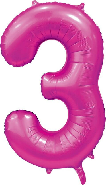 Fuchsia Figur Ballon 3 Jahre Glanz 86cm