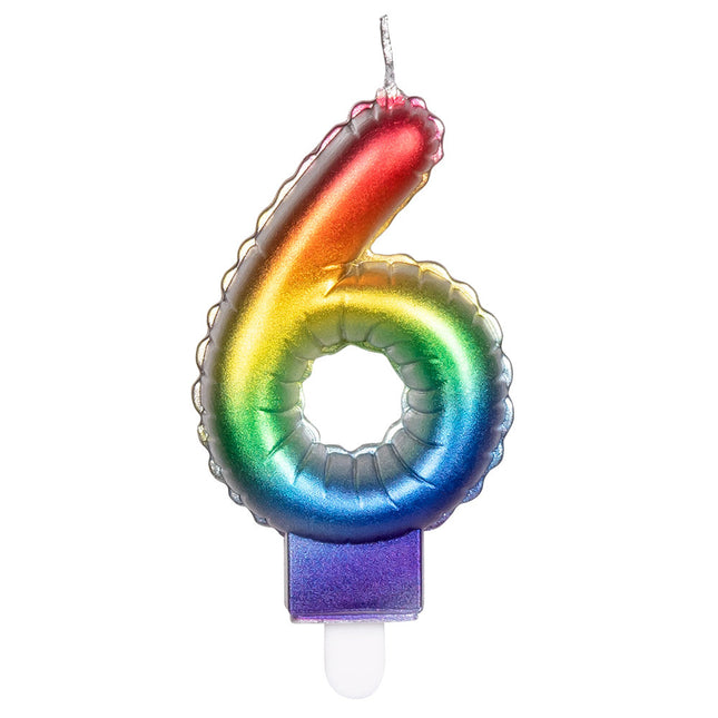 Regenbogen-Kerze 6 Jahre 8cm