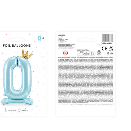 Folienballon Figur 0 Hellblau Standard Leer 84cm