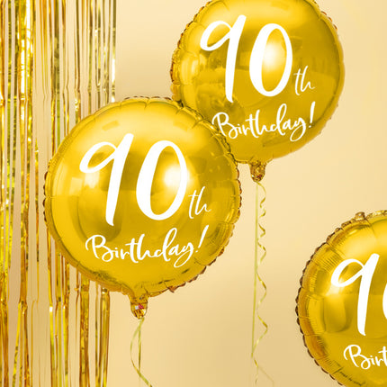 Helium Ballon 90Th Geburtstag Gold Leer 45cm