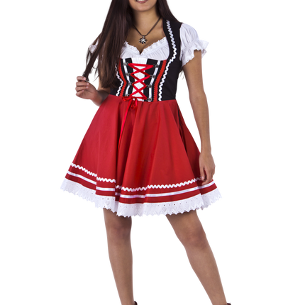 Oktoberfest Dirndl Kleid Oktoberfest Rot Weiß Damen 2 Stück