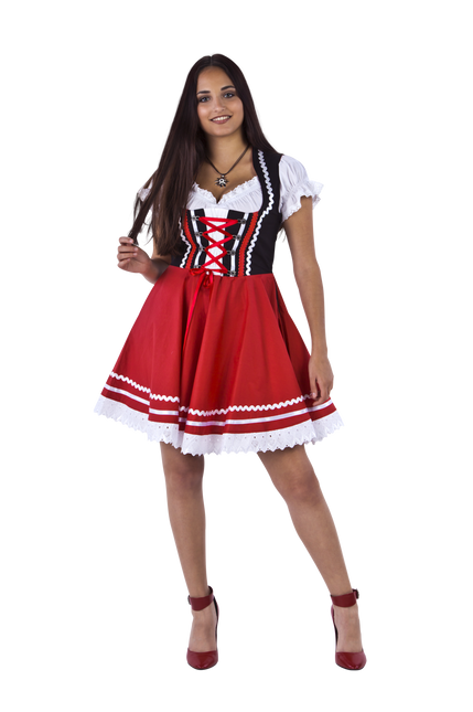 Oktoberfest Dirndl Kleid Oktoberfest Rot Weiß Damen 2 Stück