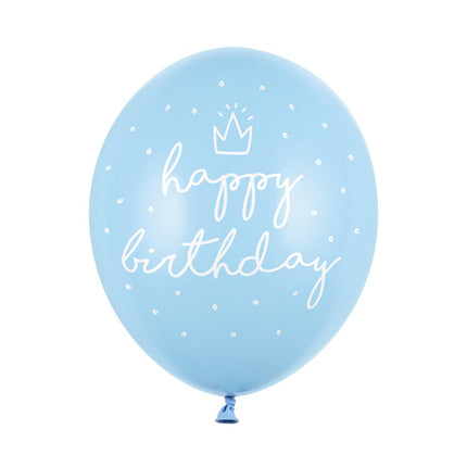 Hellblaue Ballons Happy Birthday 30cm 6Stk