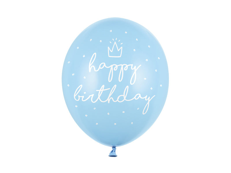 Hellblaue Ballons Happy Birthday 30cm 6Stk