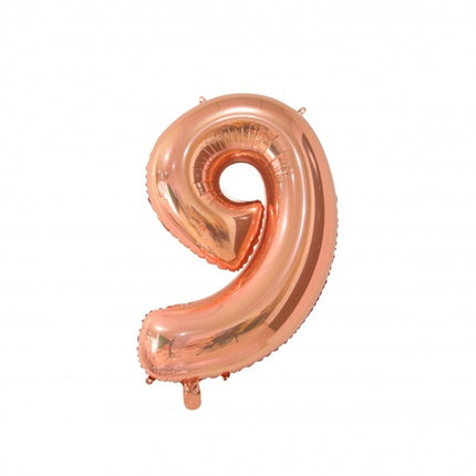 Folienballon Figur 9 Rose Gold 66cm