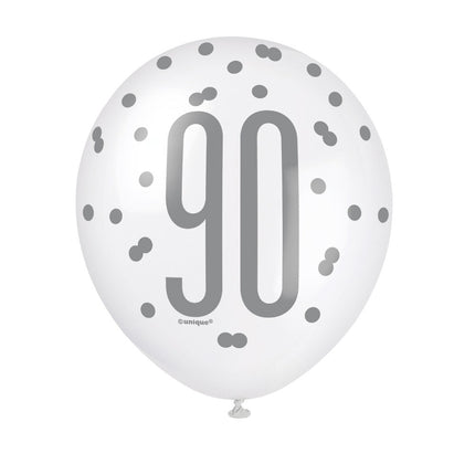 Ballons 90 Jahre Dots Blau 30cm 6Stk