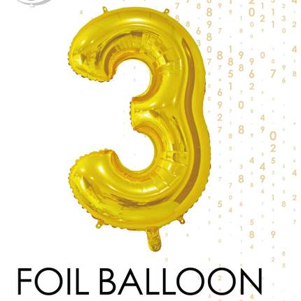 Folienballon Figur 3 Gold 66cm