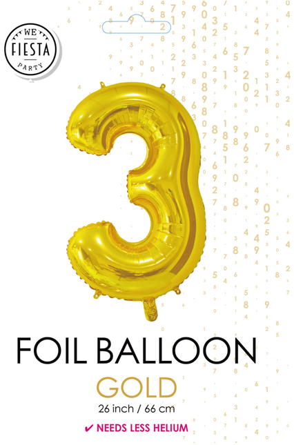 Folienballon Figur 3 Gold 66cm