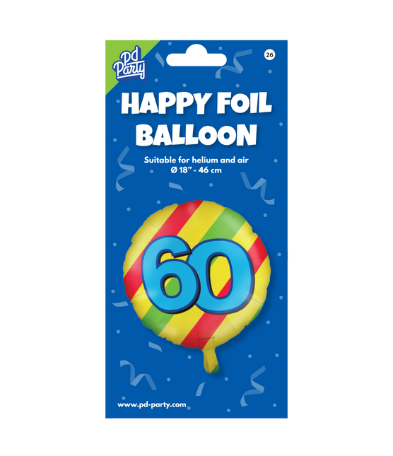 Heliumballon 60 Jahre Bunt Leer 46cm