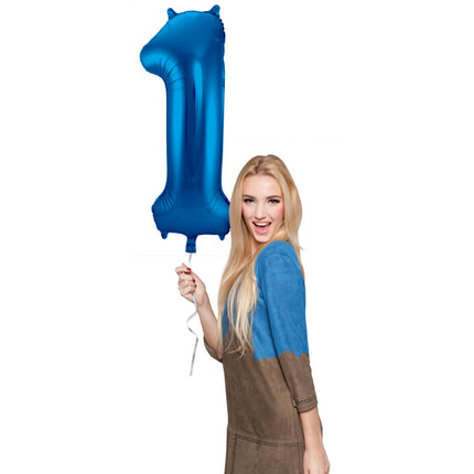 Folienballon Figur 1 Blau Metallic XL 86cm Leer