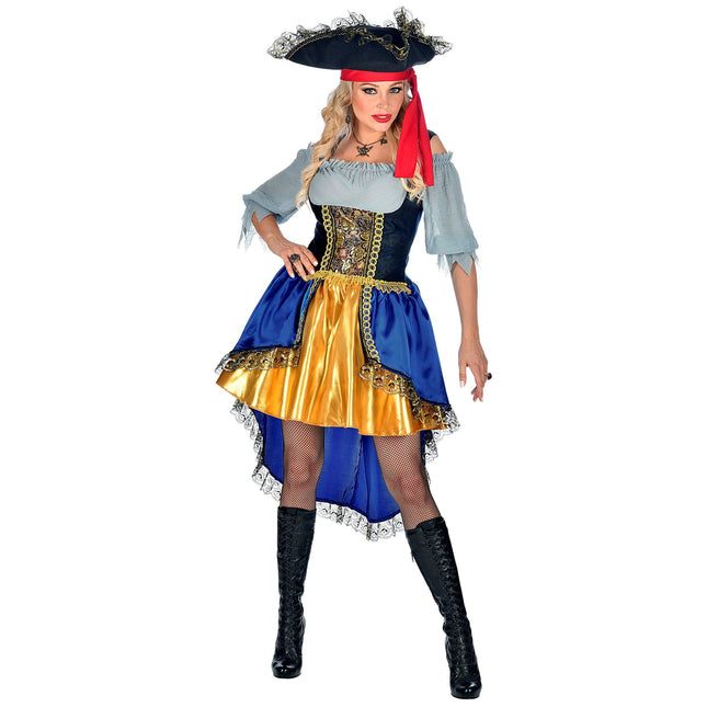 Piratenkleid Blau Orange Damen