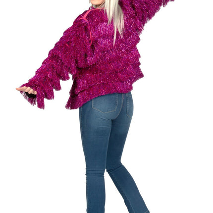 Glitzerjacke Damen Fuchsia